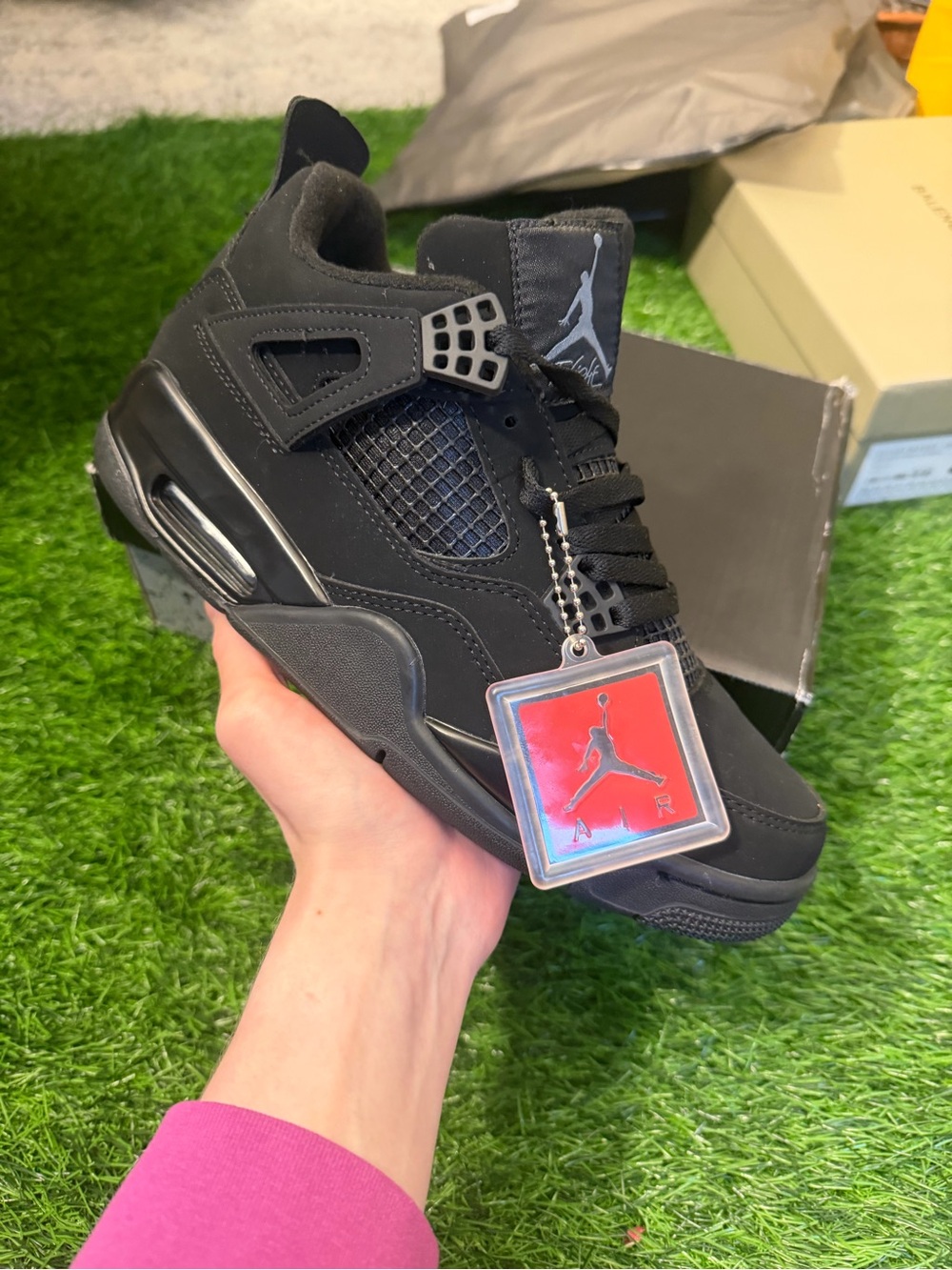 Jordan Blackcat Retro 4 Sneakers with Red Jumpman Tag